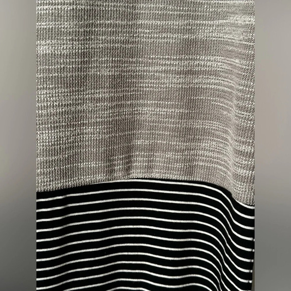 THML Anthropologie Cowl Neck Stripe Gray Black Dress Stretch Faux Suede Trim XS - Picture 5 of 14